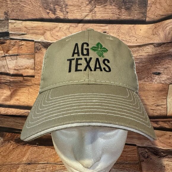 AG Texas Trucker Hat Khaki White Mesh Snapback Baseball Cap Logo Outdoor Farm - Picture 2 of 8